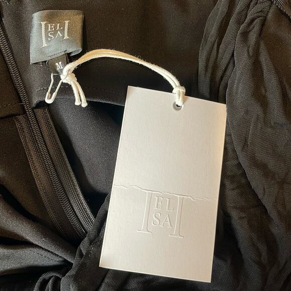 Helsa Amber Sheer Mesh Halterneck Tie Bodycon Black Maxi Dress Size Medium - Picture 6 of 7